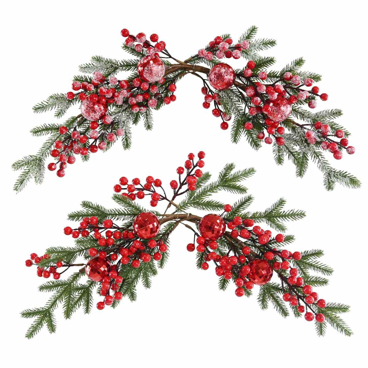 Artificial Red Berry & Bauble Pine Swag (2 Styles)