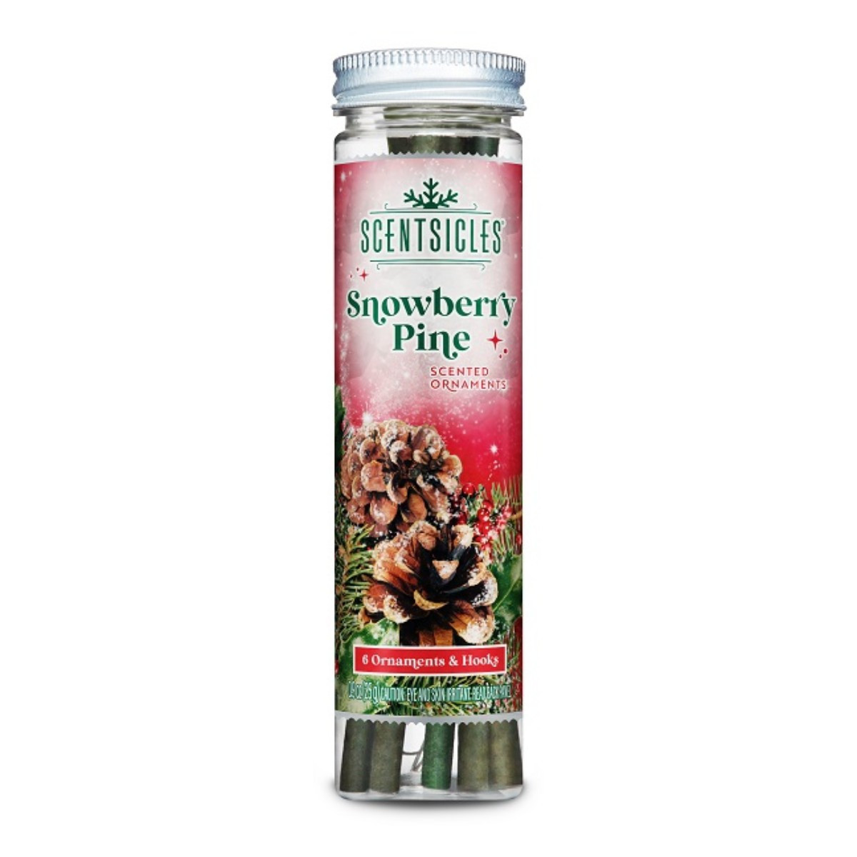 Scentsicles Snowberry Pine Scented Ornament Sticks (6-Pack)