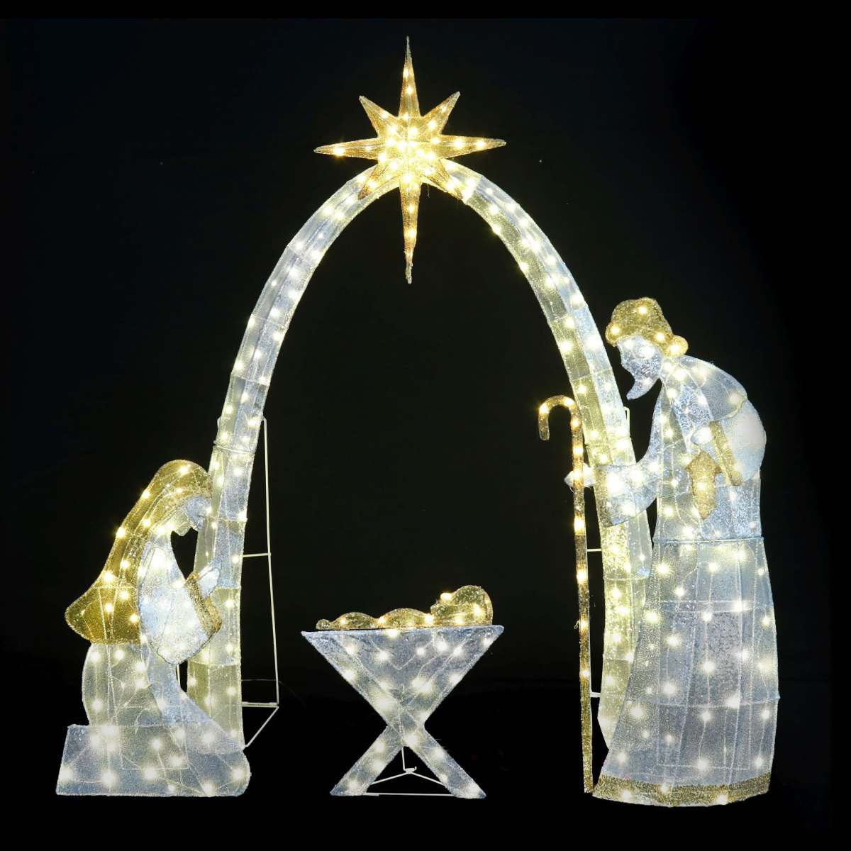 Pre-Lit Sequin Mesh Twinkle Nativity Scene with North Star