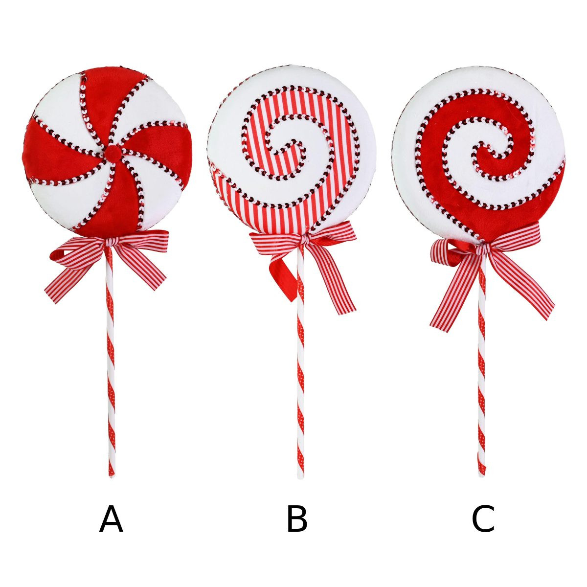Red & White Candy Swirl Lollipop Decorative Pick (3 Styles)