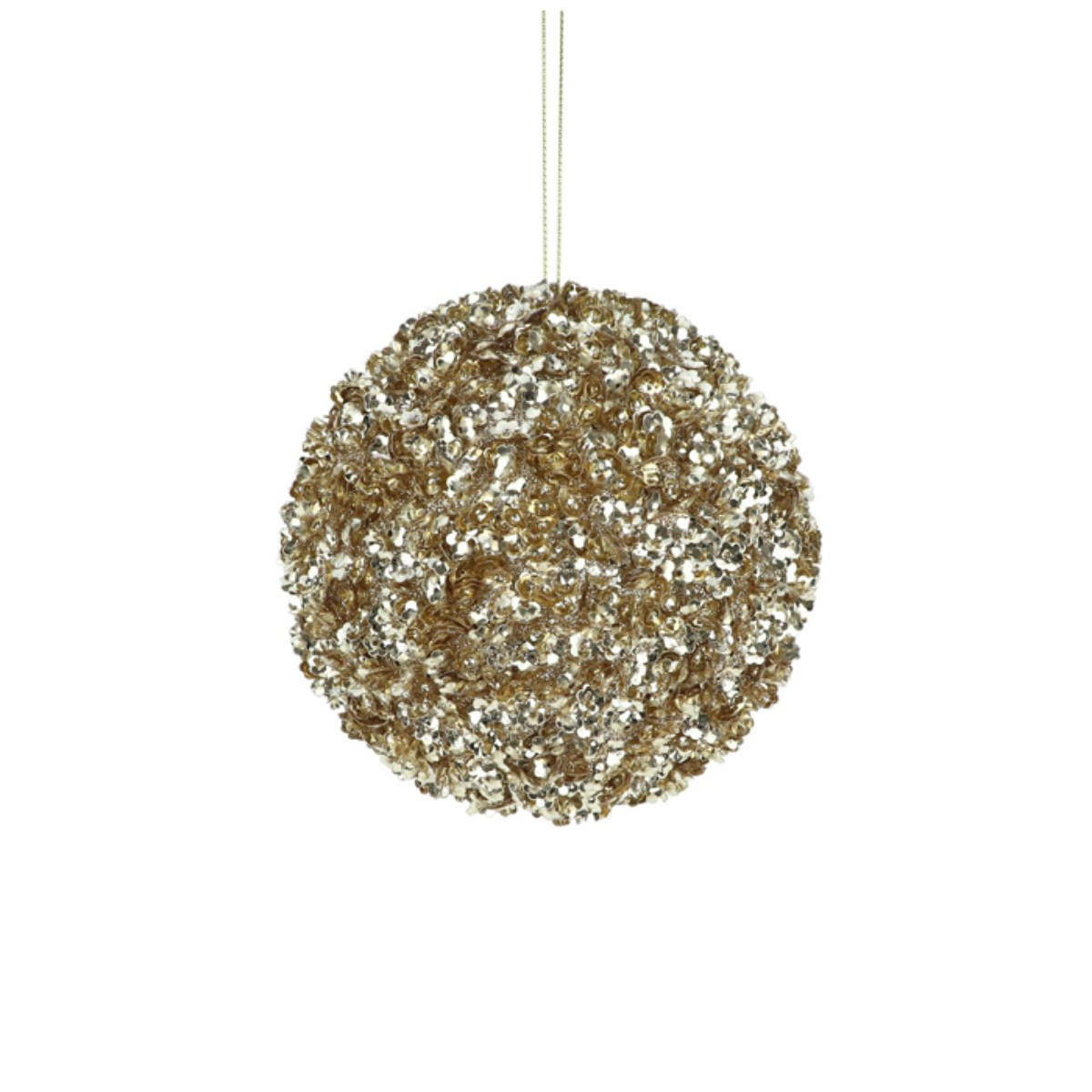 hampagne Gold Sequin & Beaded Foam Tree Ornament