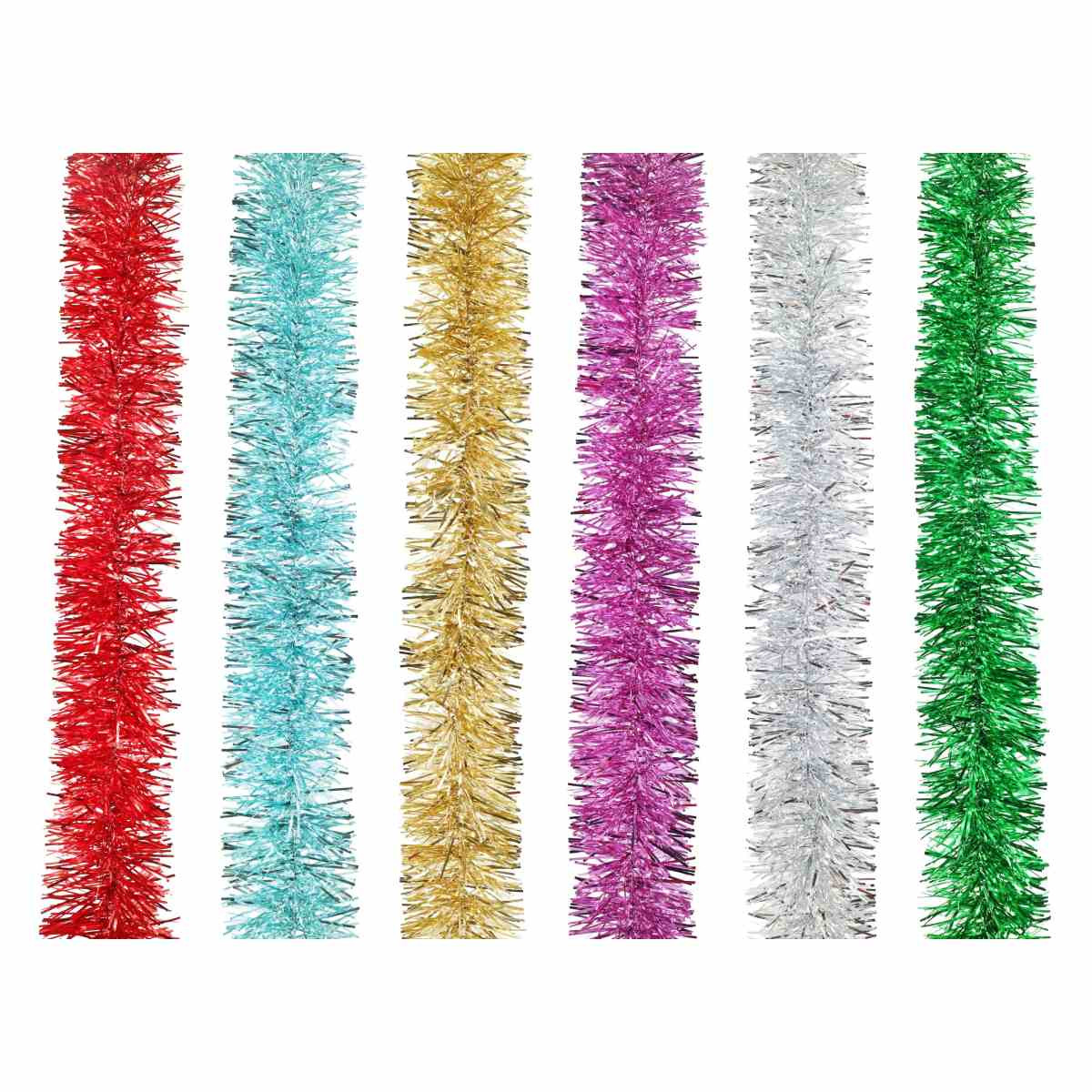 Metallic Fine-Cut Christmas Tinsel Garland (6 Colours)