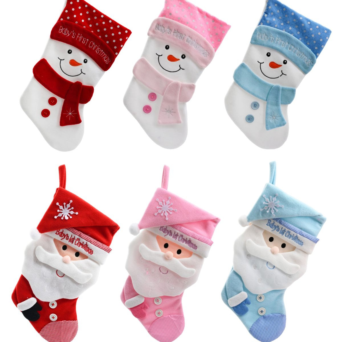 Baby’s First Christmas Stocking Assortment - Santa & Snowman