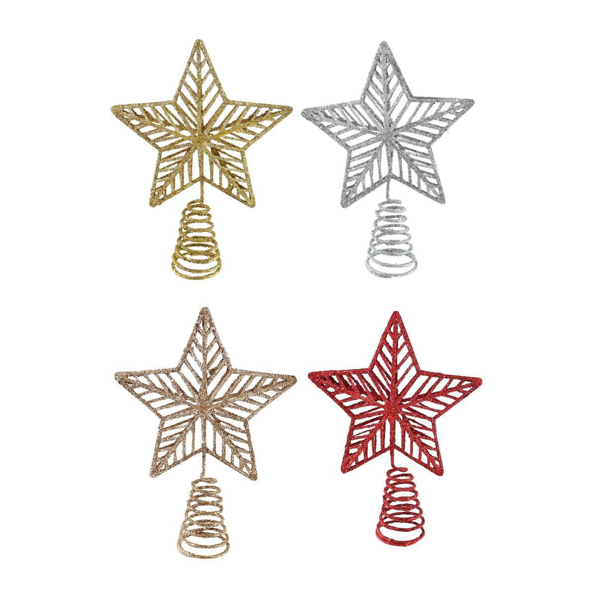 Glittered Wire Star Christmas Tree Topper (4 Colours)