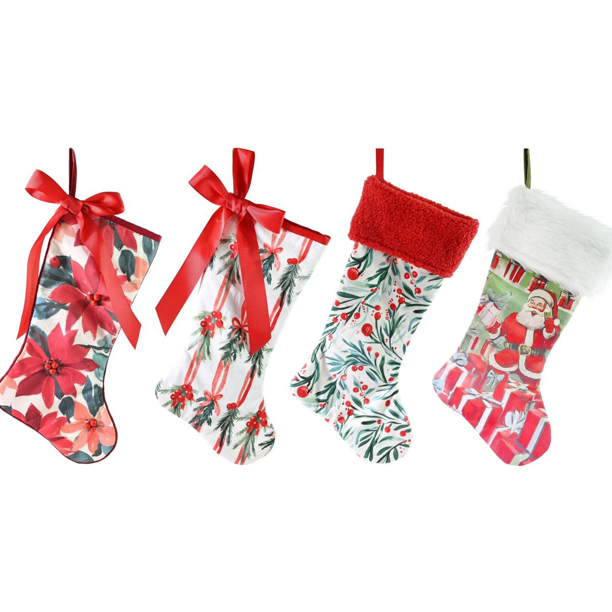 Retro Print Christmas Fabric Stocking (4 Styles)