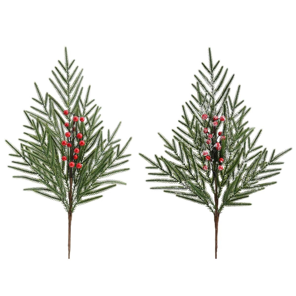 Artificial Norfolk Island Pine & Red Berry Spray (2 Styles)