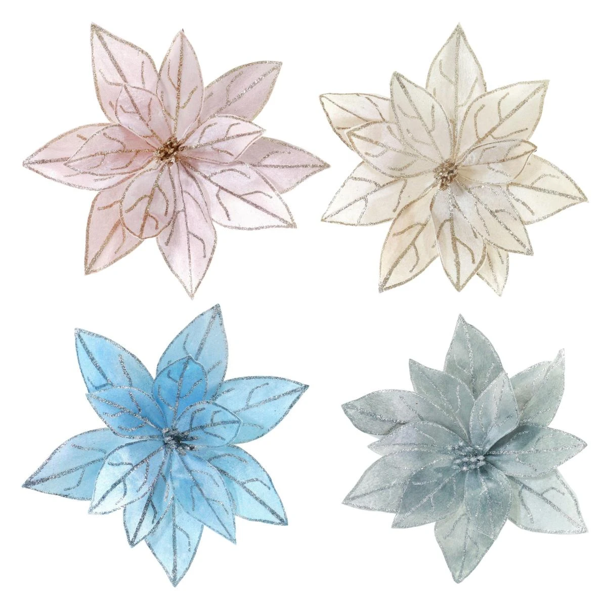 Soft Velvet Poinsettia Clip-On Christmas Flower
