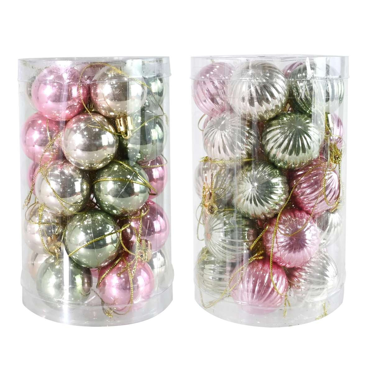 Soft Pastel Christmas Baubles - Pack of 25 (2 Styles)
