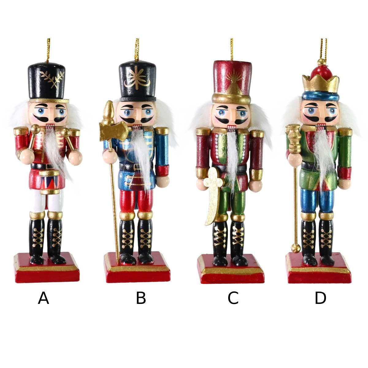 Metallic Wooden Nutcracker Christmas Hanging Decoration - 4 Styles