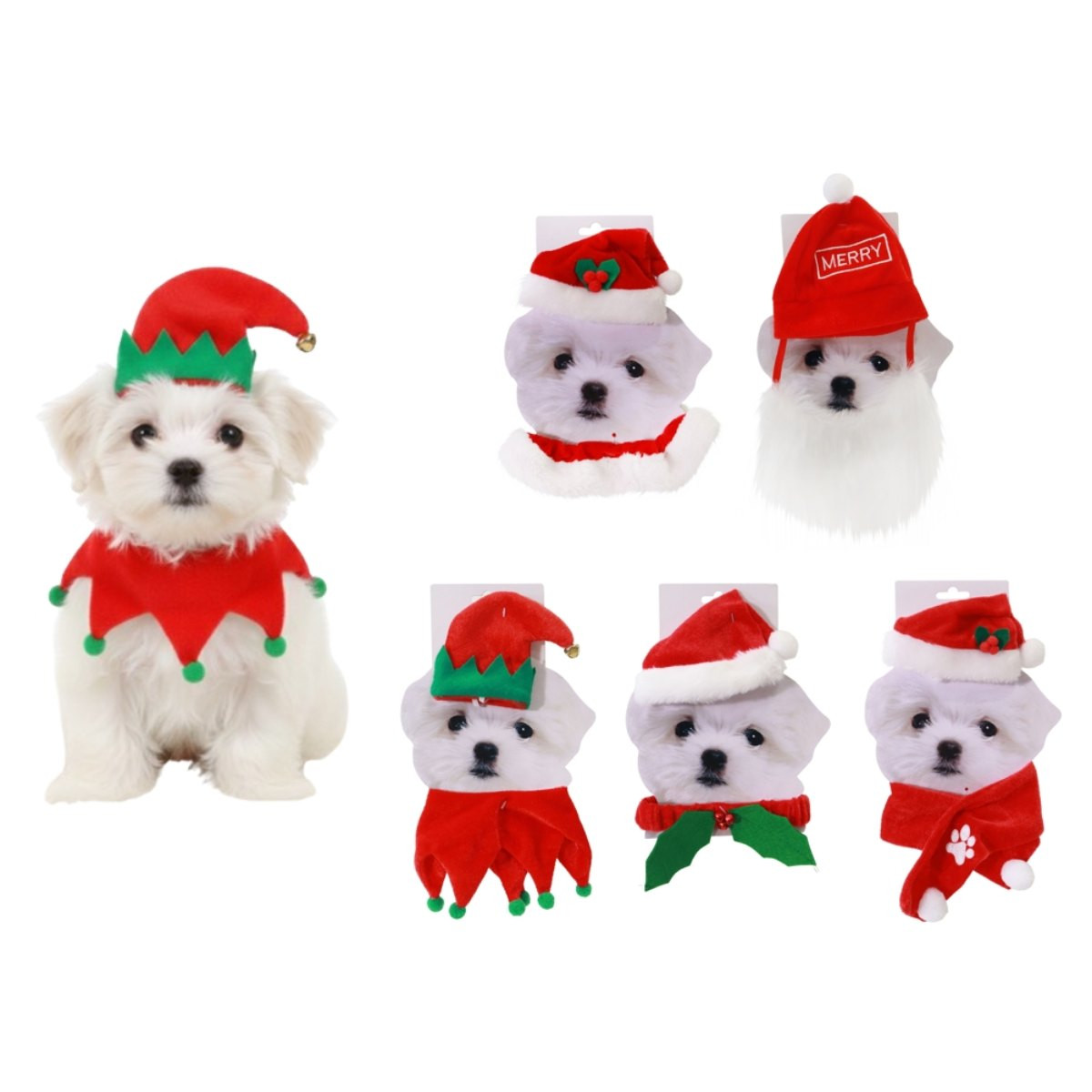 Fancy Christmas Pet Costume Hat & Collar Set (5 Styles)