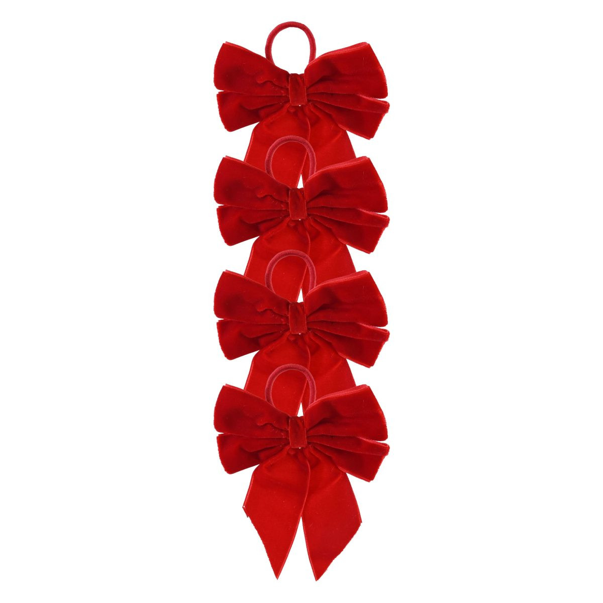 Luxurious Red Velvet Bow Elastic Napkin Ring Holders (4 Pack Set)