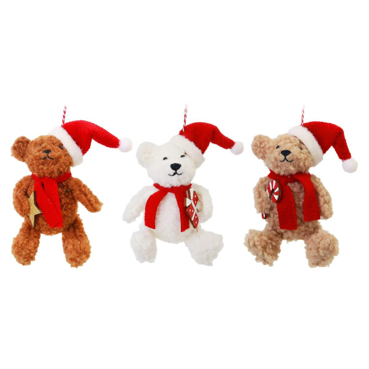 Plush Christmas Teddy Bear Hanging Ornament - 3 Styles