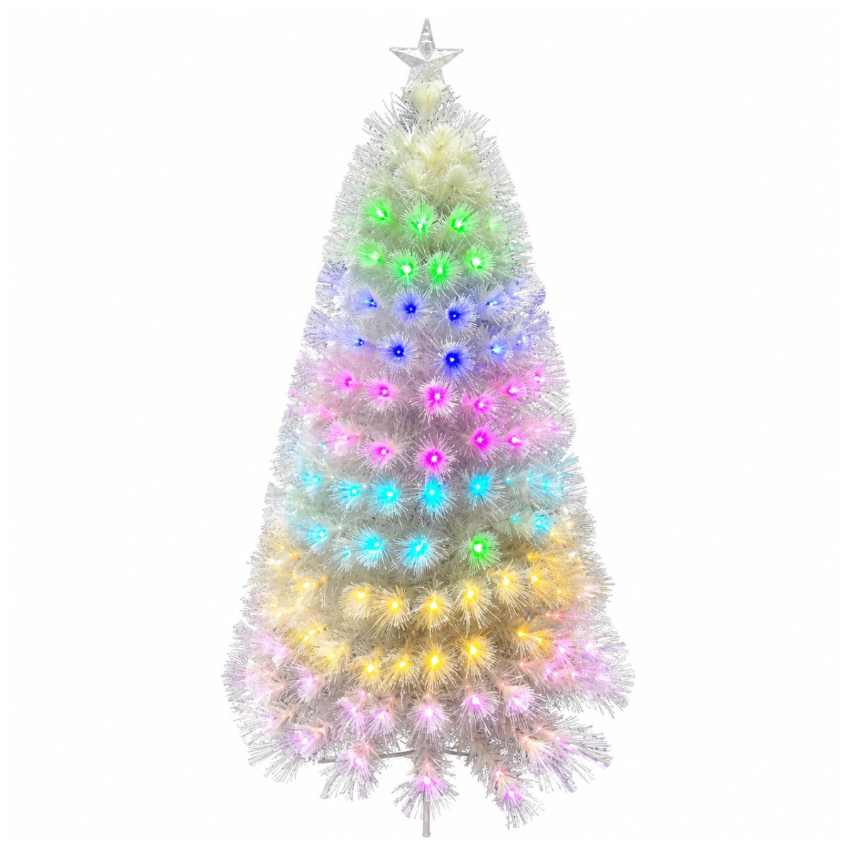 Modern White Colour-Changing Fibre Optic Christmas Tree