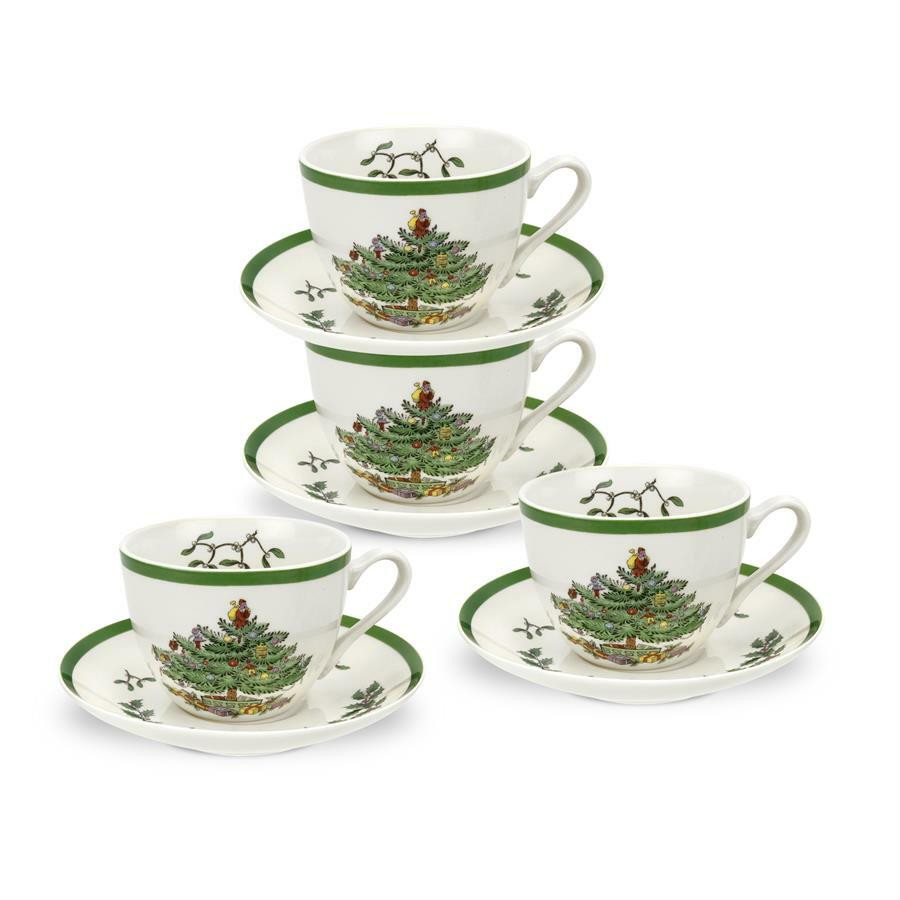 Spode Christmas Tea Cup and Saucer Set of 4