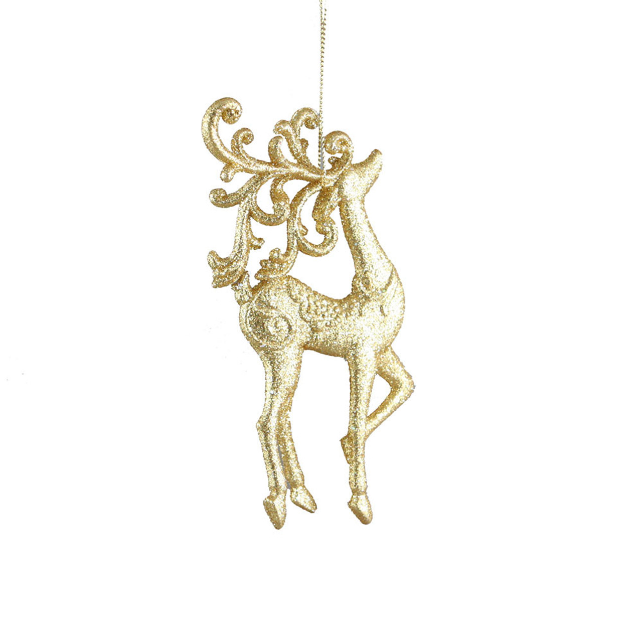 Gold Glittered Reindeer Christmas Ornament - 14cm