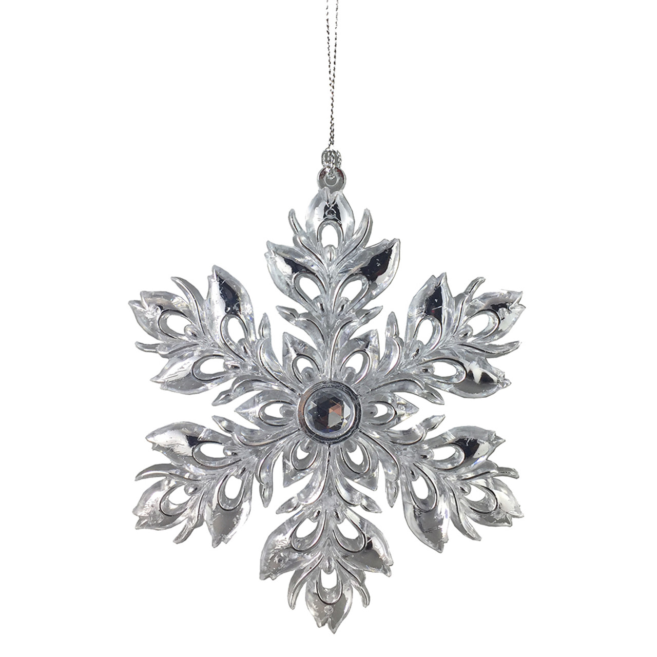 Silver Jewelled Flower Hanging Ornament 13 Cm Christmas Elves