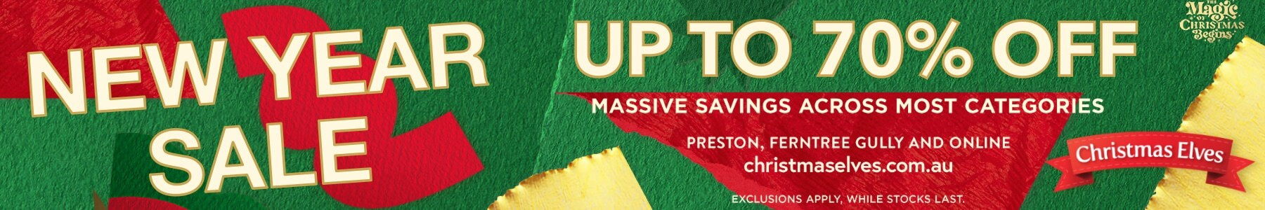New Year Sale at Christmas Elves — new products added weekly