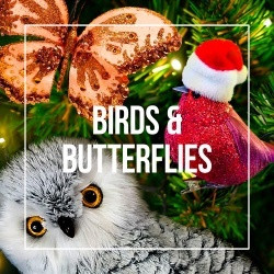 Christmas Owls, Birds and Butterflies Decorations