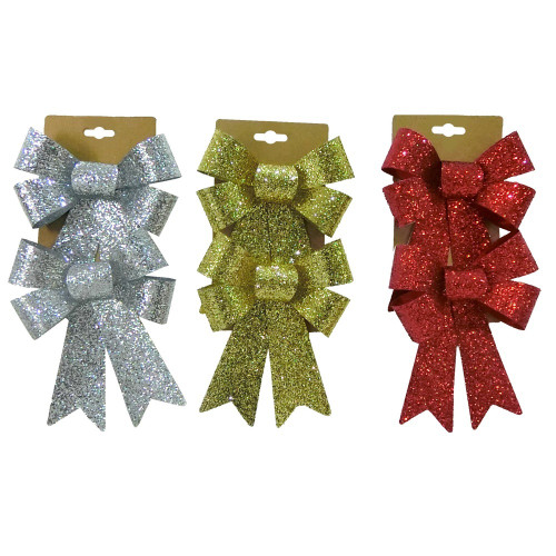 Deluxe Glitter Bow Twin Pack - 18cm Deluxe Glitter Bow Twin Pack - 18cm