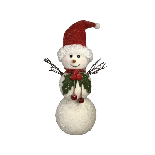 White Foam Glittered Snowman with Bells White Foam Glittered Snowman with Bells