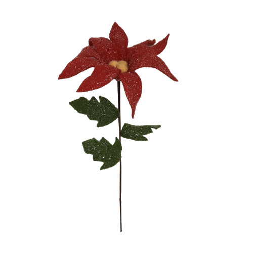 Red Glittered Fabric Flower Stem Red Glittered Fabric Flower Stem