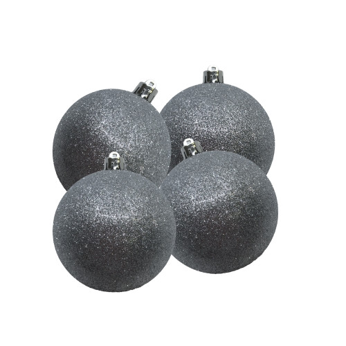 Silver Glitter Baubles (Pack of 4)  Silver Glitter Baubles (Pack of 4)
