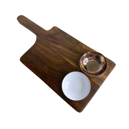The Just Slate Company Wooden Paddle with 2 Bowls The Just Slate Company Wooden Paddle with 2 Bowls