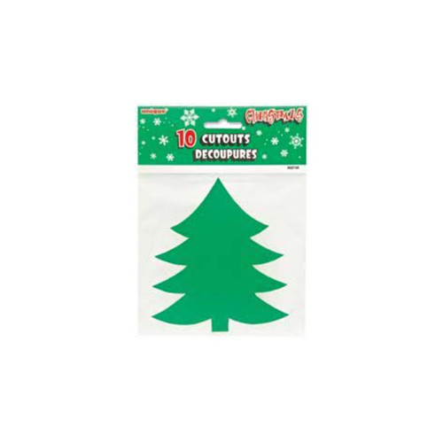 Christmas Tree Cutout Decorations (Pack of 10) - 13cm Christmas Tree Cutout Decorations (Pack of 10) - 13cm