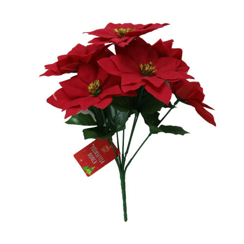 Flocked Poinsettia Bunch (Bunch 0f 7) Flocked Poinsettia Bunch (Bunch 0f 7)