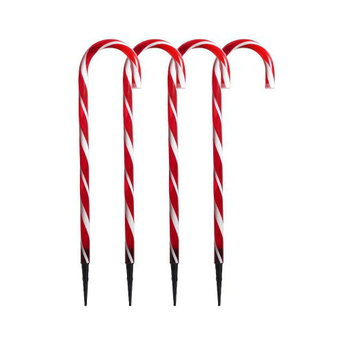 Red‑White Candy Cane Stakes – 4‑Pack Light-Up Walkway Décor Red‑White Candy Cane Stakes – 4‑Pack Light-Up Walkway Décor