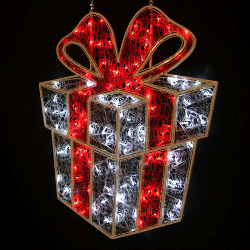 2D White Red Light Up Gift Box 