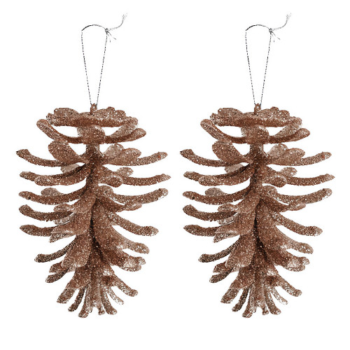 Brown Glittered Pinecone Ornament (Set of 2) Brown Glittered Pinecone Ornament (Set of 2)