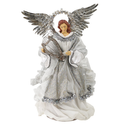 White Silver Angel with Harp White Silver Angel with Harp