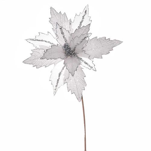 White Poinsettia with Silver Glitter White Poinsettia with Silver Glitter