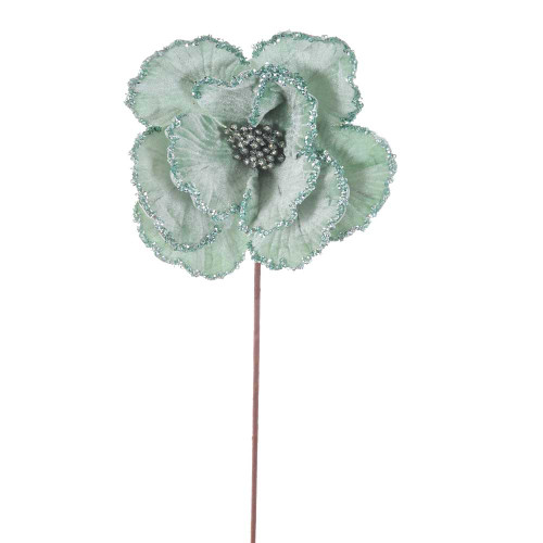 Frozen Green Velvet Magnolia with Glittered Edge Frozen Green Velvet Magnolia with Glittered Edge