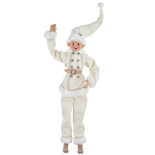 Ivory Corduroy Posable Elf Ivory Corduroy Posable Elf