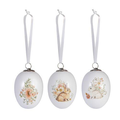Woodlands Bunnies Hanging Eggs (Set of 3)  Woodlands Bunnies Hanging Eggs (Set of 3)