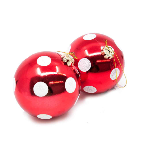 Glossy Hanging Bauble with White Polka Dots Glossy Hanging Bauble with White Polka Dots