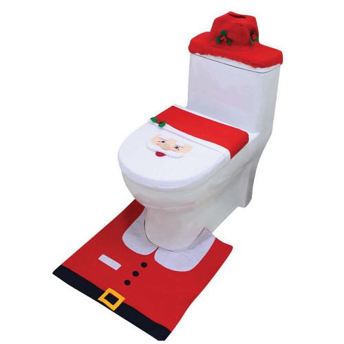 Christmas Bathroom Toilet Seat Cover, Mat and Top Christmas Bathroom Toilet Seat Cover, Mat and Top