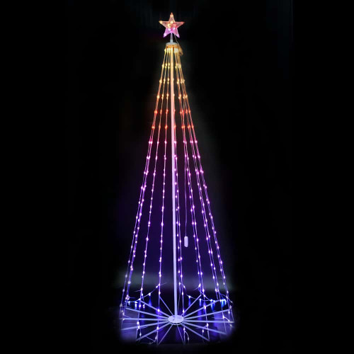 LED Christmas tree with string lights and star, 1.5 m, indoor, remote  control, timer, RGB