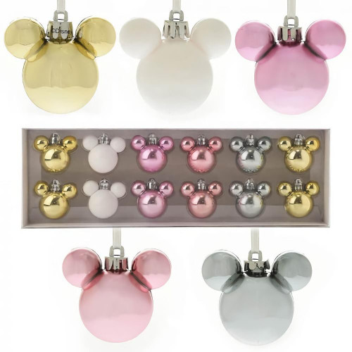 Disney Christmas Decorations Mickey Mouse Mini Blush Baubles (Set of 12) - 5.5cm Disney Christmas Decorations Mickey Mouse Mini Blush Baubles (Set of 12) - 5.5cm