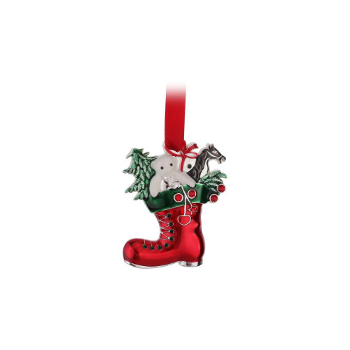 Christmas Elves Silver Christmas Boot Ornament - 6cm Christmas Elves Silver Christmas Boot Ornament - 6cm