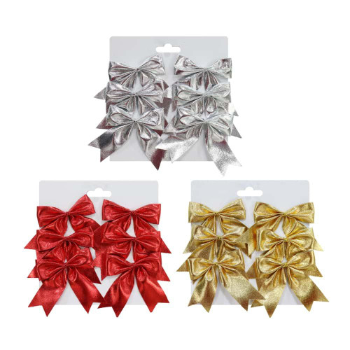 Christmas Elves Metallic Mini Bow Pack of 6 ( 3 Colours) - 8cm Christmas Elves Metallic Mini Bow Pack of 6 ( 3 Colours) - 8cm
