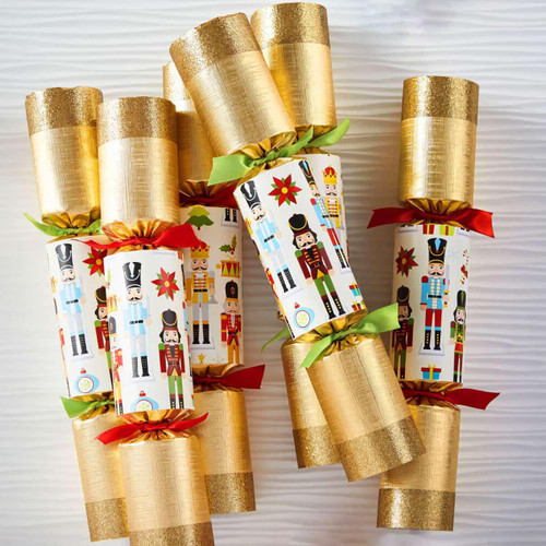 Olde English Crackers Gold Glitter Nutcracker Christmas Crackers (Pack of 6) - 30cm Olde English Crackers Gold Glitter Nutcracker Christmas Crackers (Pack of 6) - 30cm
