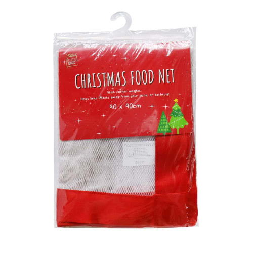 Christmas Elves White Food Net with Red Trim - 90cm Christmas Elves White Food Net with Red Trim - 90cm