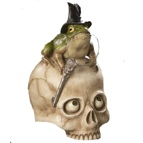 Bethany Lowe Green Toady On Skull - 31cm 