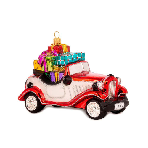 Christmas Elves Glass Classic Roadster Convertible Hanging Ornament - 17cm Christmas Elves Glass Classic Roadster Convertible Hanging Ornament - 17cm