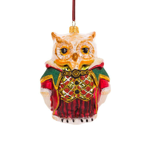 Christmas Elves Glass Festive Wise Owl - 13.5cm Christmas Elves Glass Festive Wise Owl - 13.5cm