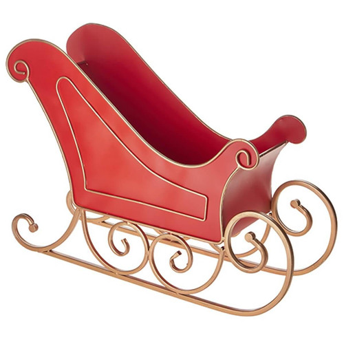 RAZ Imports Red Gold Metal Sleigh - 62cm RAZ Imports Red Gold Metal Sleigh - 62cm
