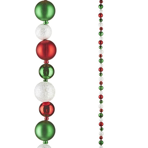 RAZ Imports Red Green White Bauble Garland - 1.8m RAZ Imports Red Green White Bauble Garland - 1.8m